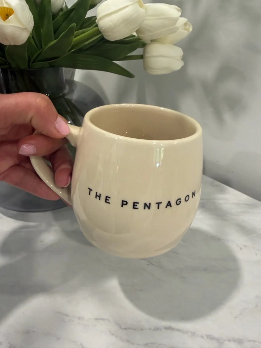 The Pentagon Beige Ceramic Mug - Picture 3 of 7